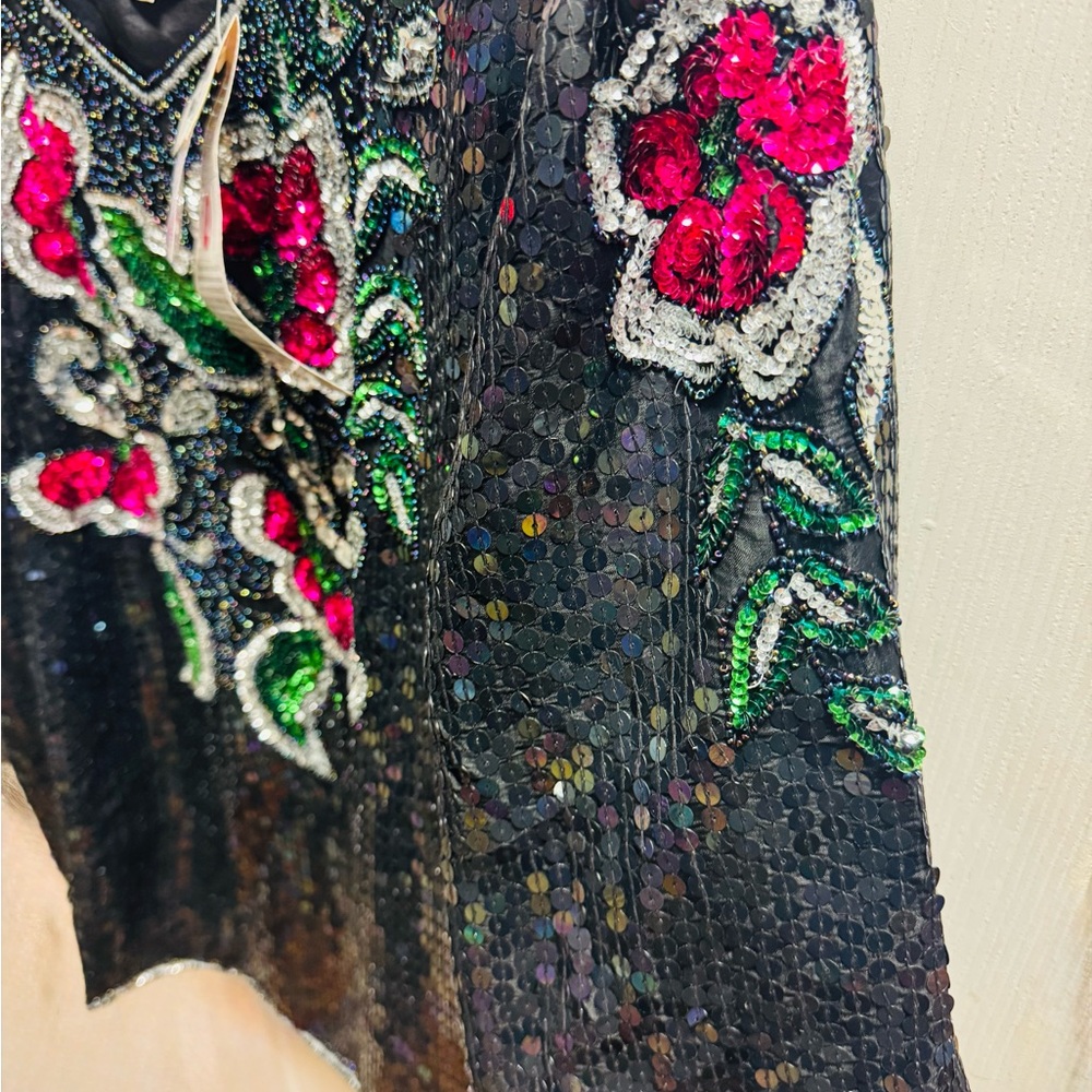 Elegance by Anjani Black Sequin Blouse with Floral Embroidery - Picture 9 of 10